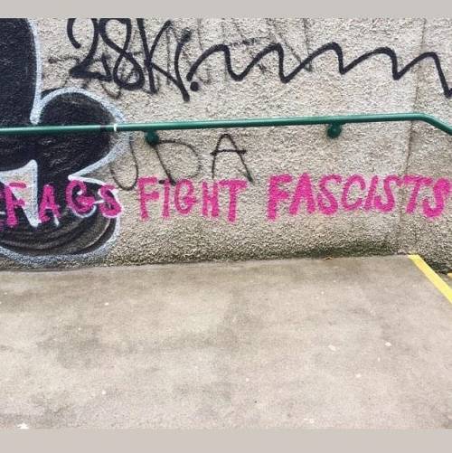 Queer anti-fascist graffiti spotted in Belfast, Ireland