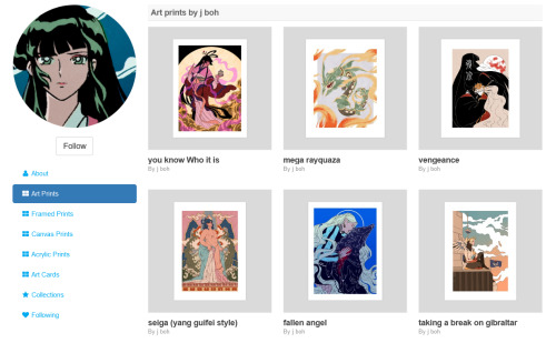 updated my inprnt storefront for those of you who are interested in getting Real Copies of my Arte 😎 #thanks for looking!