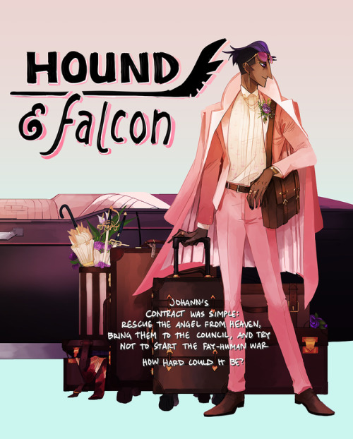 wheatskers: A cover for my baby comic!!!! Hound & Falcon is a road trip story of an angel and de