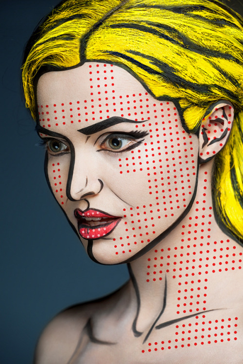 wire-man:silent-tundra:jedavu: Amazing Face-Paintings Transform Models Into The 2D Works Of Famous A
