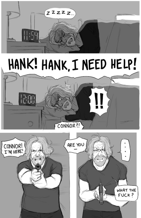 smudgeandfrank: Connor: … Um… Hank… Sumo is… Hank: SUMO! NO! Drew this t