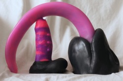 monkeytoybox:  Playful~ It’s hard to tell by this photo, but the colors on my large Exotic Erotics Giraffe Tongue were inspired by my first Damn Average Orc. &lt;3 Trust me, there’s purple and pink marbled in that silly tongue! 