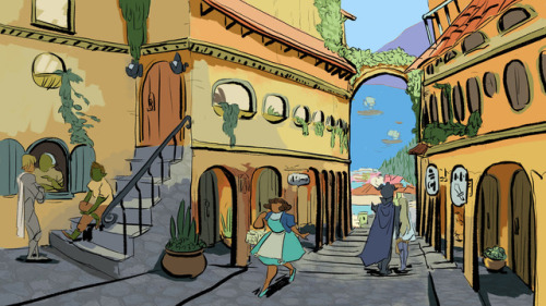innkeeperscomic: Intermission week 2. Grocery shopping with Evette on the Brillemar hillside.