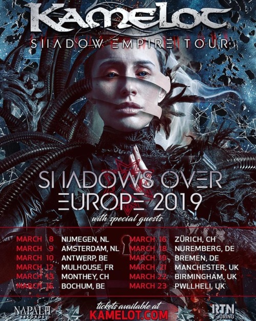 KAMELOT ANNOUNCE SHADOW EMPIRE TOUR 2019 EUROPE II.@kamelotofficial are pleased to announce the seco