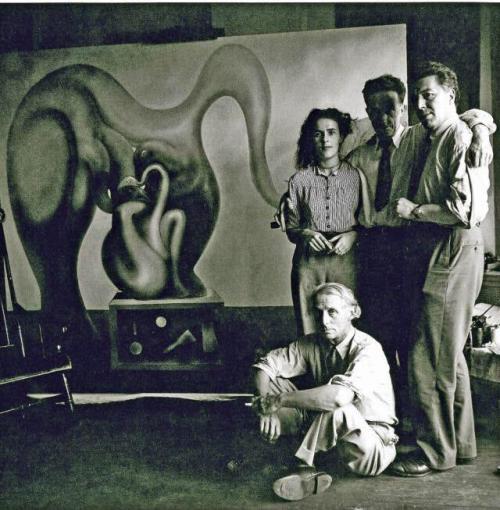 themaninthegreenshirt:  Max Ernst, Leonora Carrington, Marcel Duchamp and André Breton, New York 1942 