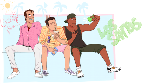 thinking about my boys again in light of the recent gta online update, here’s something i drew last 