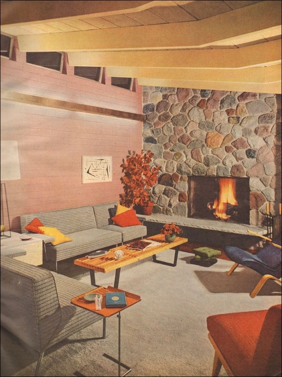 theniftyfifties:  A 1953 modern living room. 