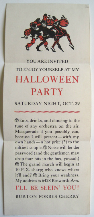 Happy Friday the 13th.Halloween invitation by Chicago designer and typographer Burton Cherry.A grand