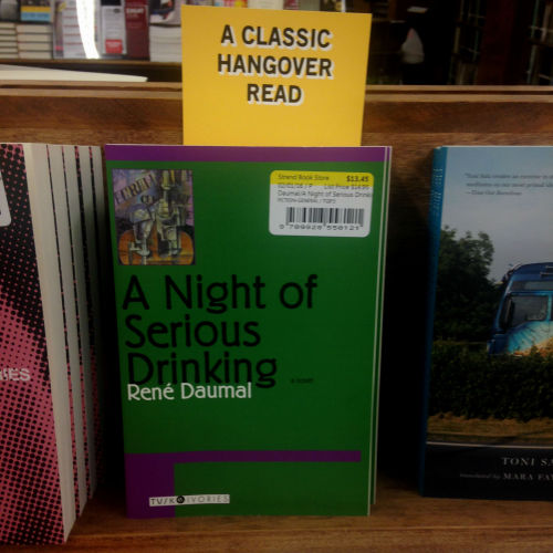 strandbooks:Sometimes the Strand book flags wind up in…fun places.Bookseller humor is the best. Or p