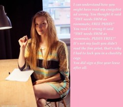 tonitheblonde:  “Oh my! You allowed a grown woman to emasculated you! And you signed a five year lease! Can you say yes, Mistress?”  Can we make it a 10 year lease? 😍😍🔐