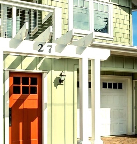 Wood San Luis ObispoInspiration For A Mid-sized Coastal Green Two-story Wood Gable Roof Remodel