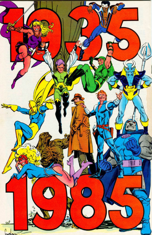 Jose Luis Garcia Lopez’s front and back cover for DC’s 50th Anniversary Spotlight. 