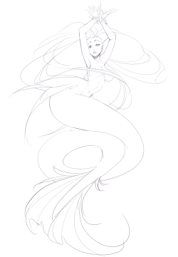 stickysheep:stickysheepart:  Super quick mermaid doodle  Man idk I want to color this