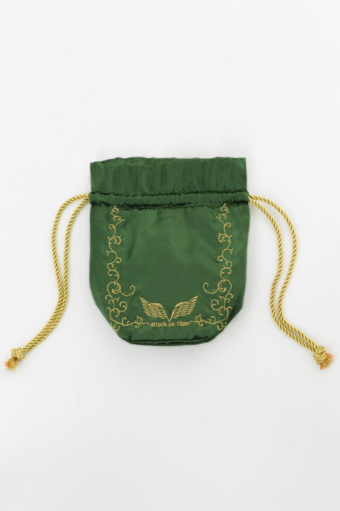 snkmerchandise: News: ACOS Drawstring Pouch Original Release Date: November 16th, 2017Retail Price: 1,500 Yen   Tax ACOS has unveiled a new drawstring satin pouch featuring SnK motifs! The dimensions are 25 x 20cm. 
