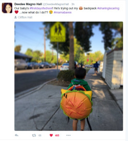 annadesu:  Deedee Magno Hall (voice of Pearl on Steven Universe), sent her son to his first day of school wearing Steven’s cheeseburger backpack from the show. If you don’t think that’s the cutest thing ever, you can GTFO 