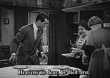 an-unconventional-lady:Cary Grant learns that his sweet aunts have a rather dark secret in Arsenic a