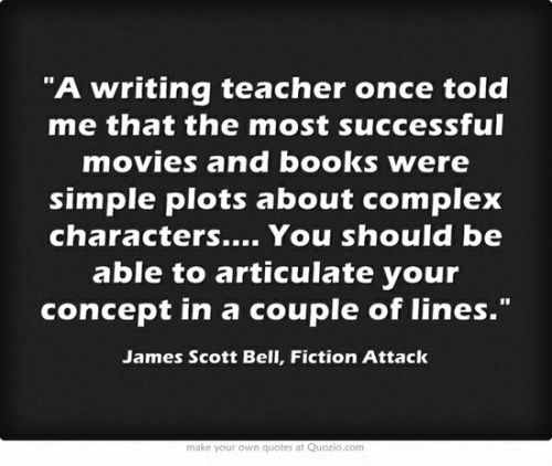 “A writing teacher once told me that the most successful movies and books were simple plots about complex characters… You should be able to articulate your concept in a couple of lines.” James Scott Bell via http://ift.tt/1v9BxcR