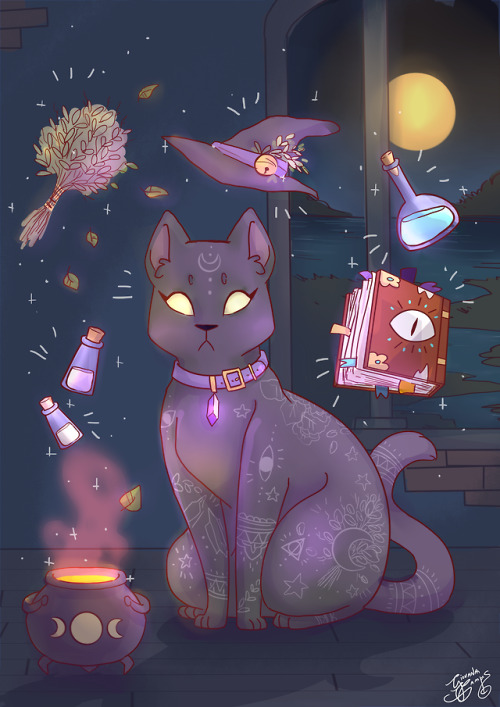 gigi-the-seacat-art: Witch cat