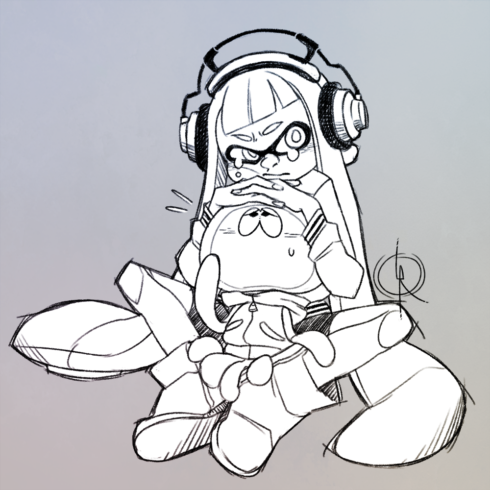 leeffi:    a sad, inkling girl, and her concerned, jellyfish boyfriend. She probably