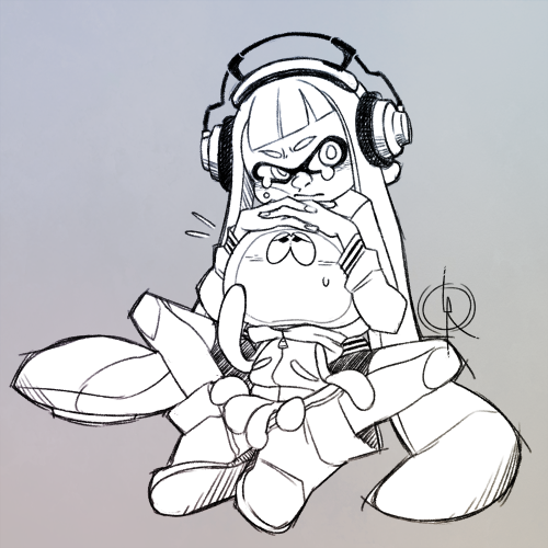 leeffi:    a sad, inkling girl, and her concerned, jellyfish boyfriend. She probably lost a lot of battles, and is in need of a hardcore cheer up session. Unfortunately, her bf doesn’t quite know what to say, or do, to make her feel better.    >