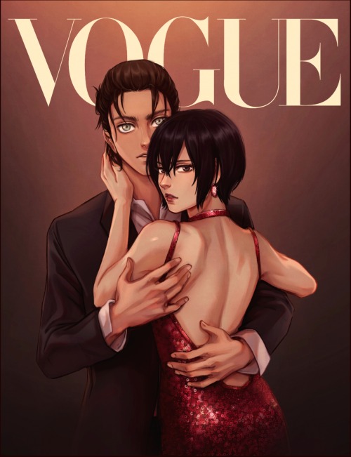 daydream24-7:Eren and Mikasa on the cover of vogue for being the hottest couple alive!