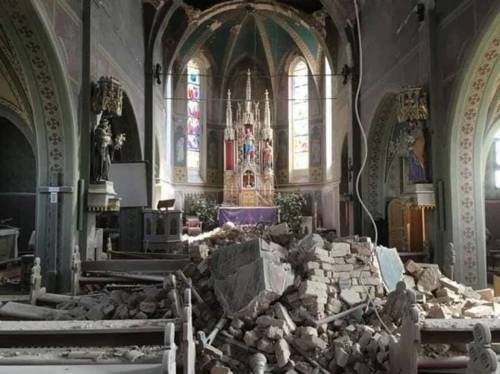 Church in Kašina, Croatia, following an earthquake, on March 22, 2020.&gt; Photo: Dolores Rogic.