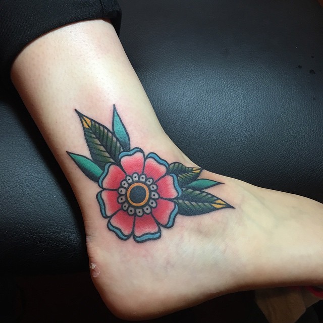 Ross K. Jones — Psychedelic flower ankle I did today @idlehandsf...