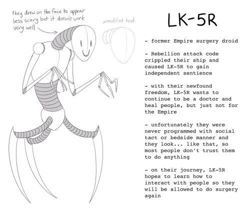 My Star Wars RPG character, LK-5R! Imagine a cross between Baymax and Edward Scissorhands. That&rsqu