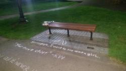folkinz:  A memorial for Robin Williams at the “Good Will Hunting” bench in the Boston Public Garden. (via) 