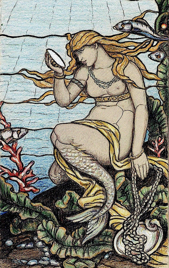 mermaidenkay:  The Mermaid Window ~ design for stained glass window for the A.H.