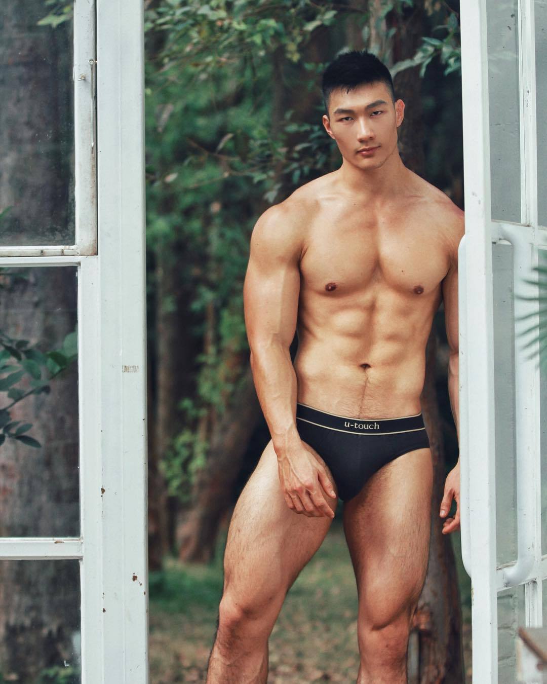 Asian male underwear model