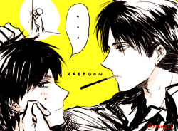 wotarivaeren:  late pocky day with levi kabedon-ing