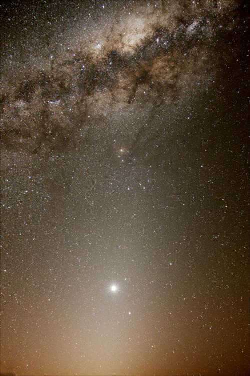 kenobi-wan-obi: Venus, zodiacal light and the galactic centre by Jurgen Schmoll