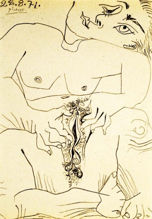 Today’s piece of erotic art history comes to us from 1971 France and is by Pablo Picasso.  Entitled 