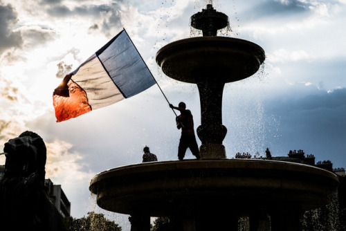 Le drapeau tricolore lors de la victoire en coupe du monde