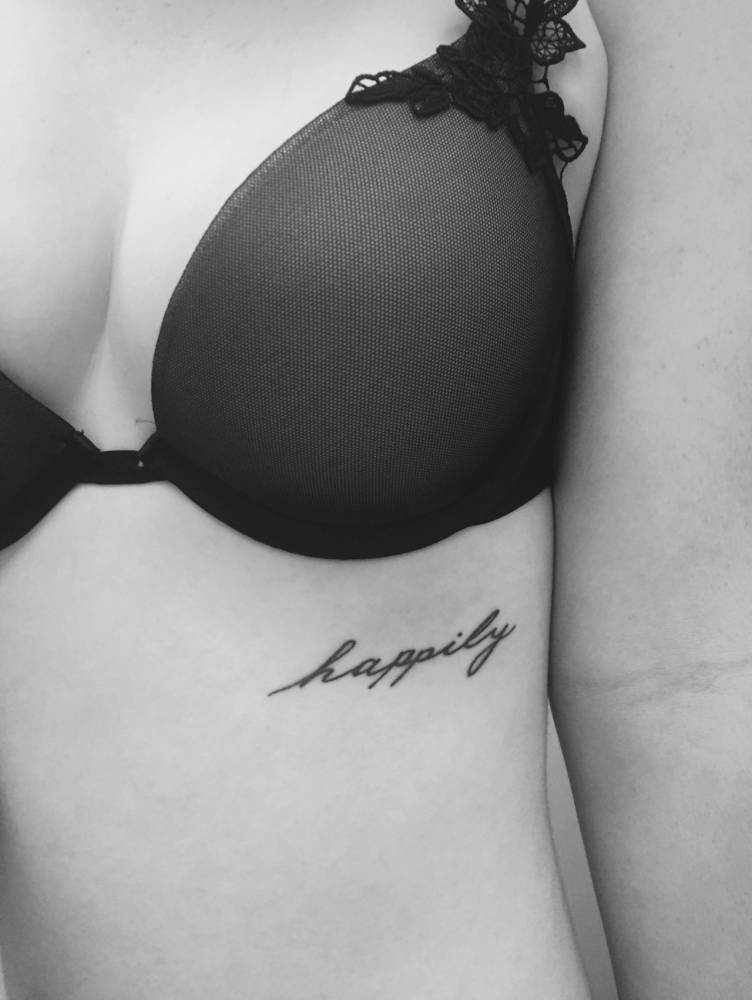 Script Tattoo Under Breast/Bra Line