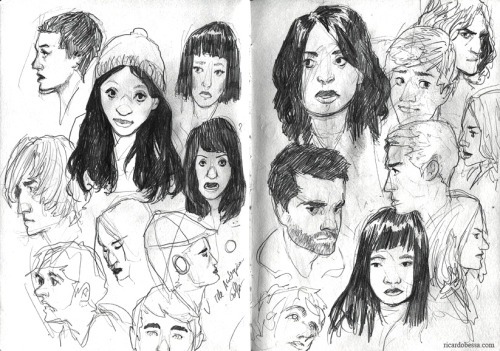 ricardobessa:I’m done with my current sketchbook  and I filled quite a few pages with fac