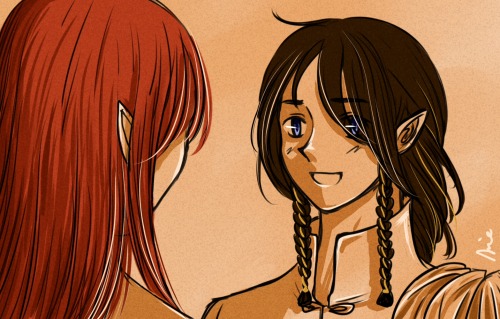 Fingon meeting Maedhros, also my head canon for his hairstyle :D 