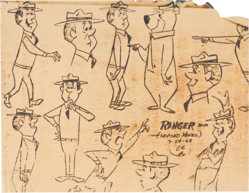 Some vintage Yogi Bear model sheets. We very rarely saw him from any other angle than ¾ turned or in