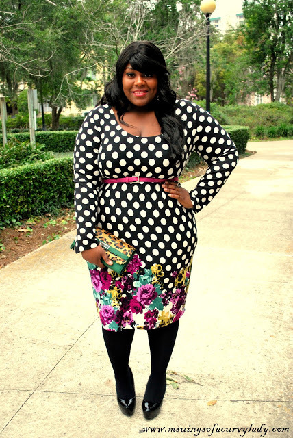 bigbeautifulblackgirls:Coat :: Evans UK (similar)Dress :: ASOS CurveBelt :: NY & Co.Tights/Pumps