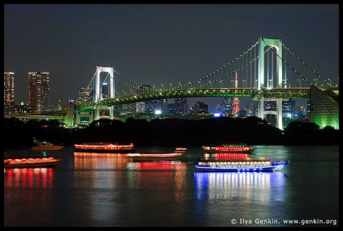 Rainbow Bridge at Night, Odaiba, Tokyo, Kanto Region, Honshu Island, Japan by ILYA GENKIN / GENKIN.O