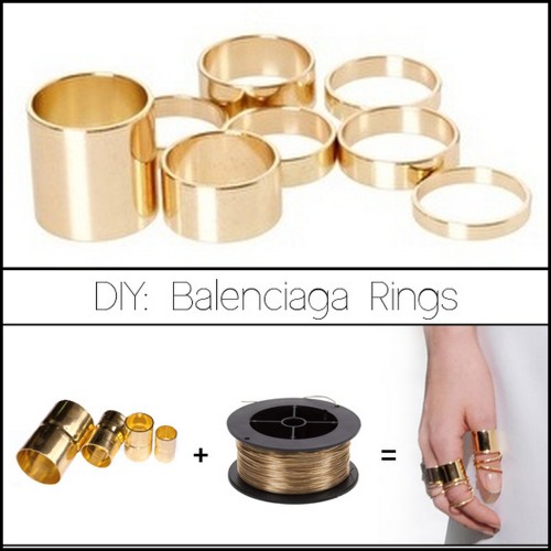 DIY Balenciaga Golden “Tube” Brass Rings from Made In Pretoria here. Top Photo: $765 (set of 5 rings