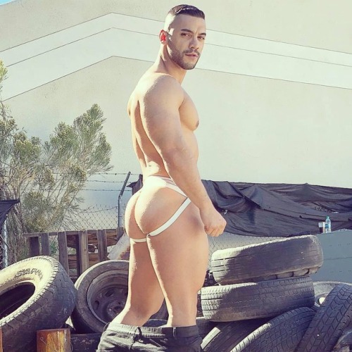 josephsjocks:Hot jock meat in a junkyard. #jocks #jockstrap #bikejockstraps #bikejocks #dirtyjocks #