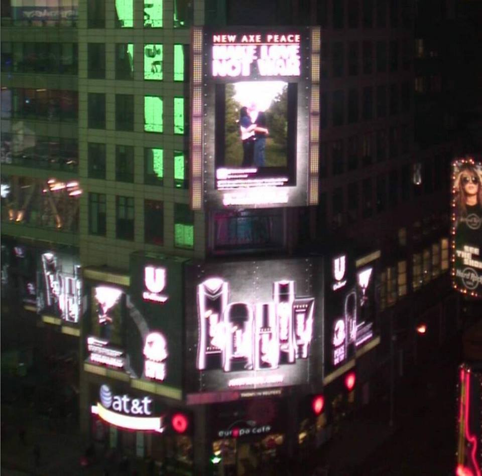 Just got a picture of Nick and I kissing on a billboard in TIMES SQUARE no big deal