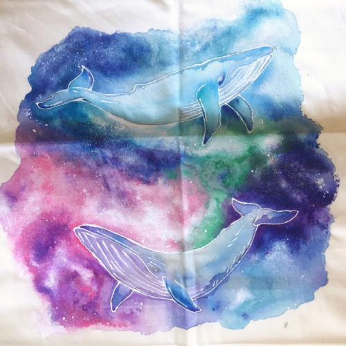 oh yeah, I also finished my space whale pillow case…. a month ago… (」゜ロ゜)」