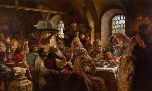 Banquete de bodas Boyarda por Konstantin Makovsky, 1883.