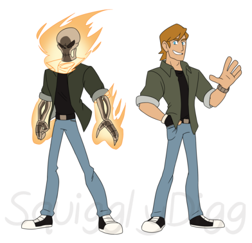 squigglydigg:Updated Johnny & Ghost Rider designs for Ghost Rider: Re-Imagined!!  These two were