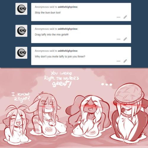 askthehighprime:  And so they did!And no, Taffy didn’t hit Randal with the picnic basket or anything. He’s just covering his eyes with it.