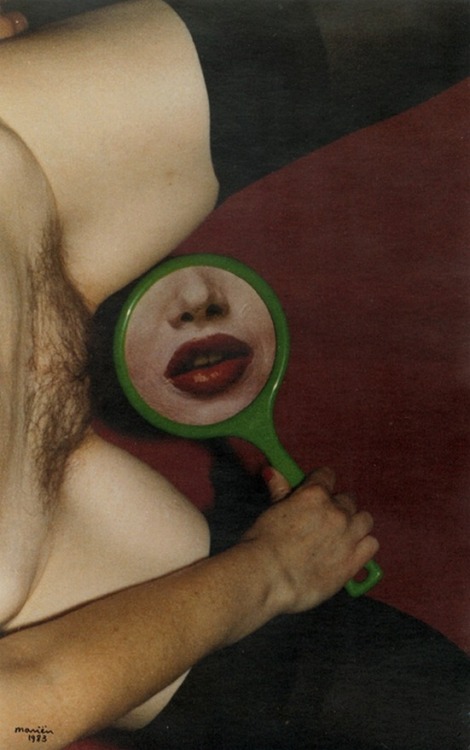 my-secret-eye:Marcel Marien, Mirroir, Lips and Female Nude, 1983 Marcel Mariën