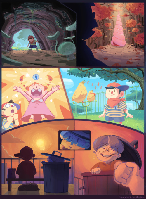 loopy-lupe:  One thing I really love about mother ½ is that it’s about going on an adventure in the purest sense  I wanted to capture that feeling, and I wanted to make sure even if a person has never played either game, they can still relate to that